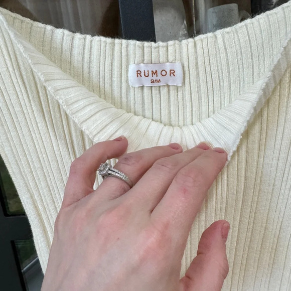 Rumor Ribbed boat Neck Knit Bodycon Midi Dress bridal sweater beige - Picture 4 of 6